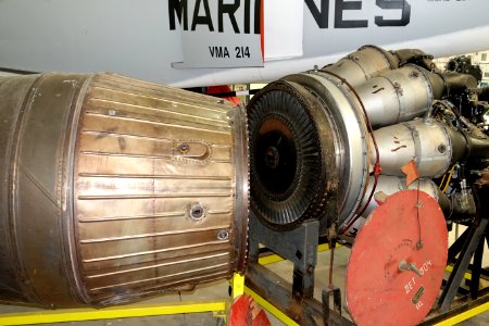 Klimov VK-1F turbojet engine, from Shenyang J-5, view 3 - Oregon Air and Space Museum - Eugene, Oregon - DSC09776