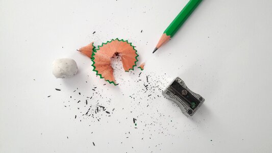 Pencil sharpener rubber pencil paper photo