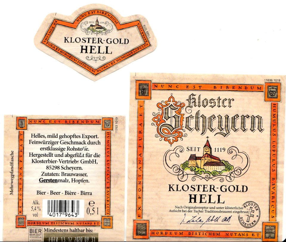 Klosterbier-Vertriebs GmbH - Kloster Scheyern - Kloster-Gold hell