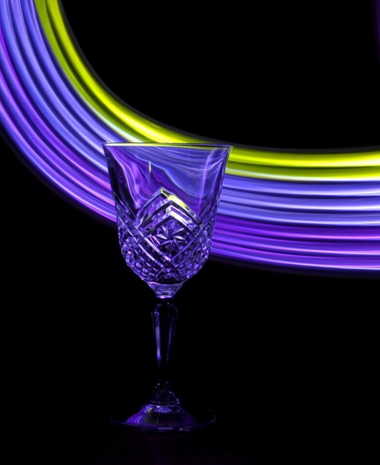 Light painting black wine black glass