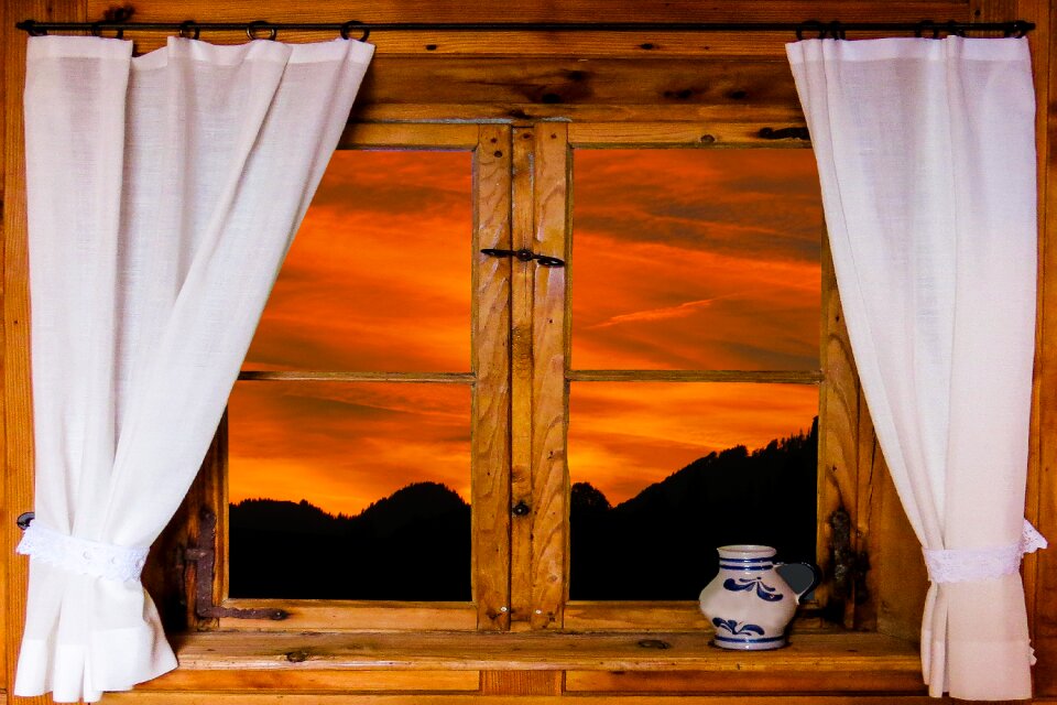 Outlook curtain evening light