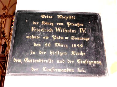 Kirche Gedenktafel Friedrich Wilhelm IV