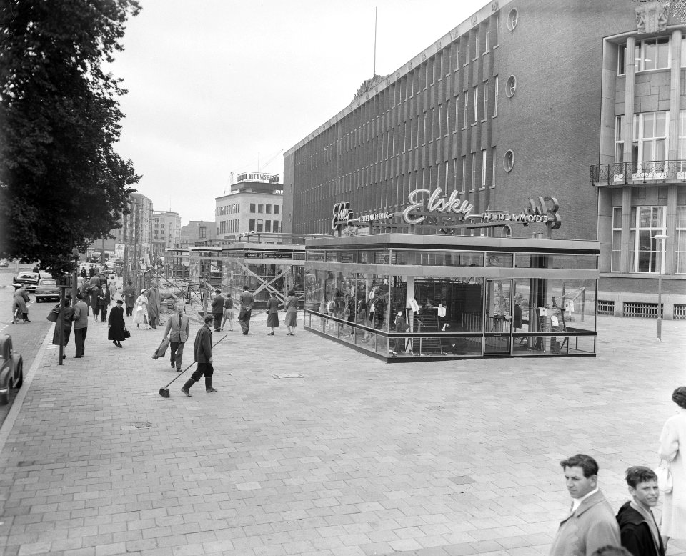 Kiosk-winkels in aanbouw Coolsingel Rotterdam, Bestanddeelnr 908-9625