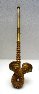 King's pipe with double-headed snake, brass - Ethnological Museum, Berlin - DSC02273