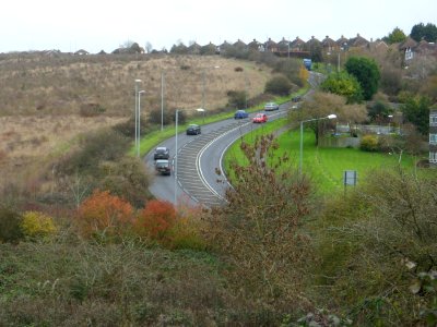 King George VI Avenue seen from Toads Hole Valley, Hove (November 2013)