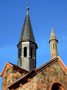 Kirche Klebitz -Turmquaderspitze von Südwest mit Dachlaternen im Detail- Anfang Oktober 2020