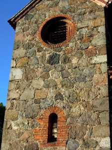Kirche Klebitz -Turmquader von Süd mit Geläutöffnung im oberen Teil- Anfang Oktober 2020