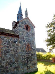 Kirche Klebitz -Turmquader von Nordnordost mit Geläutöffnung im oberen Teil- Anfang Oktober 2020