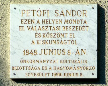 Kiskunlacháza town hall tablet