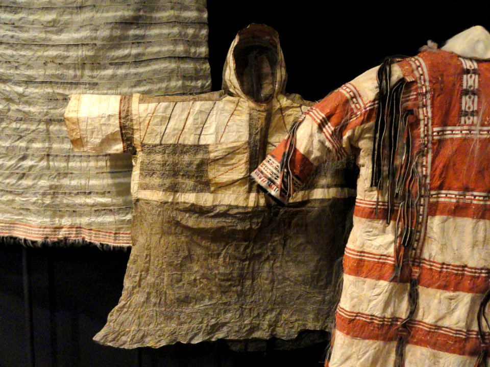 Kamleikas and puffin parka, Aleut - Etholén collection, Museum of Cultures (Helsinki) - DSC04902