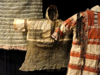 Kamleikas and puffin parka, Aleut - Etholén collection, Museum of Cultures (Helsinki) - DSC04902