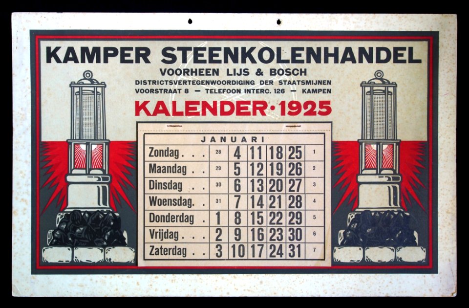 Kamper Steenkolenhandel, voorheen Lijs & Bosch, Kalender 1925