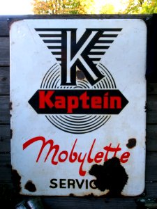 Kaptein Mobylette Service enamel sign