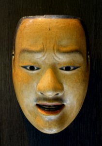 Kantanotoko type Noh mask, inscribed Tenkaichi Kawachi, Edo period, 1600s AD - Ishikawa Prefectural Museum of Traditional Arts and Crafts - Kanazawa, Japan - DSC09538