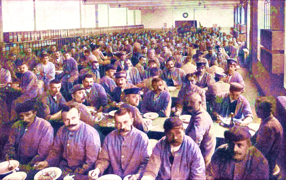 Kakao-Werk, Männer-Speisesaal. German workers in Wandsbek, ca. 1900