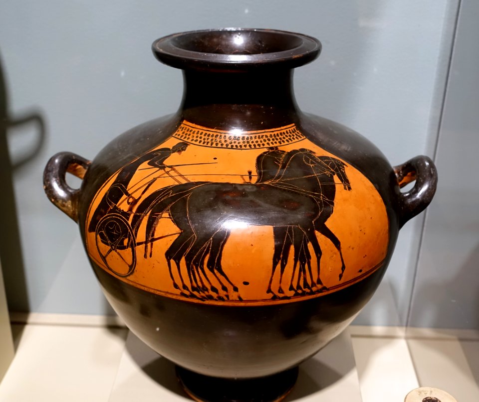 Kalpis with four-horse chariot, attributed to the Rycroft Painter, c. 520 BC, terracotta - Middlebury College Museum of Art - Middlebury, VT - DSC07965