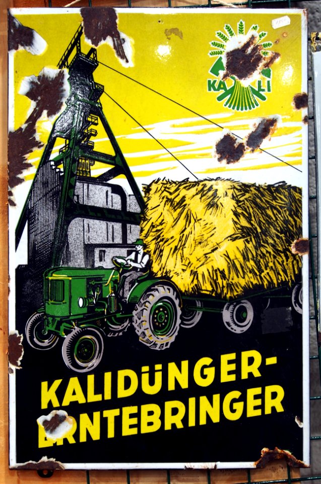 Kalidünger-Erntebringer, emaille reklame bord