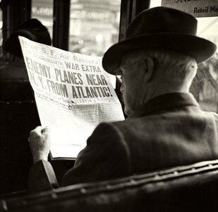 Bus reading vintage photo