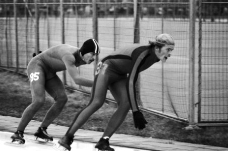 Kampioenswedstrijden marathon schaatsen op Uithof in Den Haag. Jan Kooiman voor…, Bestanddeelnr 931-9765