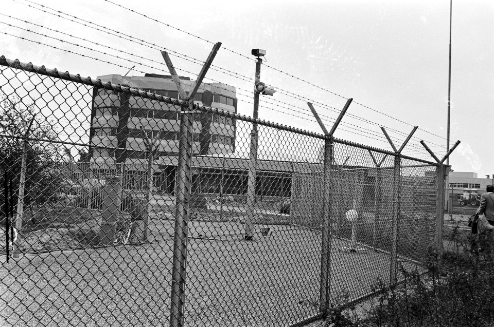 Kabinetsformatie 1981 v.l.n.r. Van Agt , De Koning (op de rug gezien), Terlouw , Bestanddeelnr 931-5424