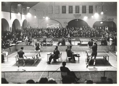 Kampioenschap Tafeltenniswedstrijden in het Krelagehuis. NL-HlmNHA 54031338