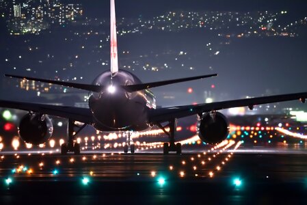 Night flight plane airport photo