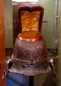 Kawari kabuto (elaborately shaped helmet) resembling a kanmuri hat, Japan, Momoyama to early Edo period, c. 1600 AD, iron, silver, lacquer, lacing - The Ann and Gabriel Barbier-Mueller Museum - DSC05594