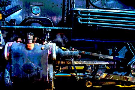 Railroad narrow guage blue train