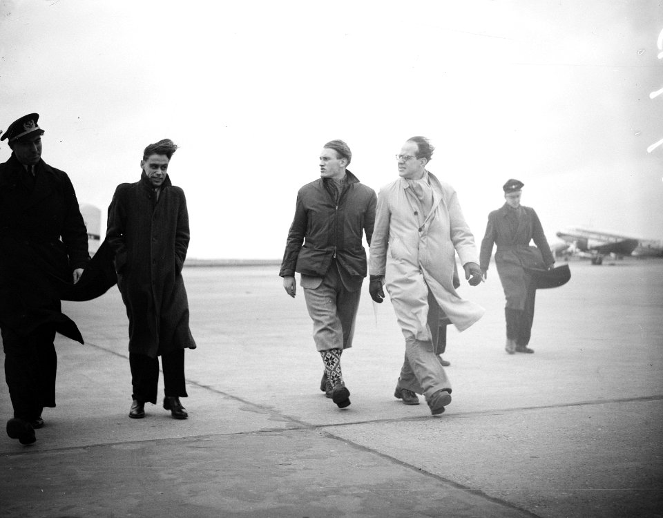 Kees Broekman terug op Schiphol uit Oslo. Lud. Sportief, Bestanddeelnr 934-6964
