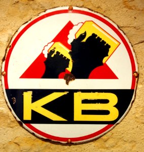 KB bière enamel advertising sign