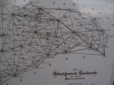 Karte Sachsen Dreiecksnetz Triangulation ca. 1880 Detail