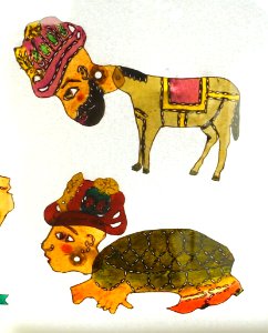 Karagoz transformed into a donkey and turtle, Karagoz, Turkey - Museu do Oriente - Lisbon, Portugal - DSC06819