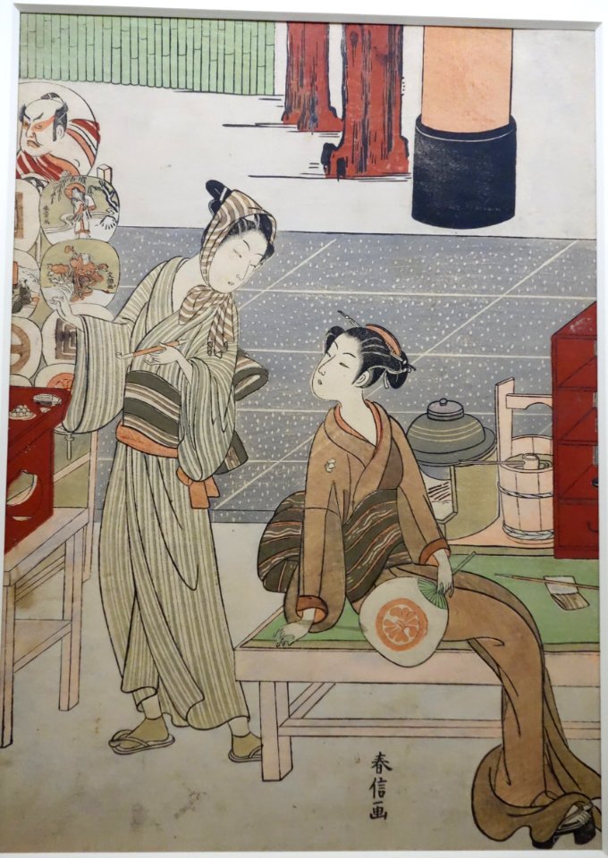 Kasamori Osen and Fan Hawker, by Suzuki Harunobu, Edo period, 18th century - Tokyo National Museum - DSC06229