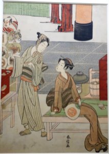Kasamori Osen and Fan Hawker, by Suzuki Harunobu, Edo period, 18th century - Tokyo National Museum - DSC06229