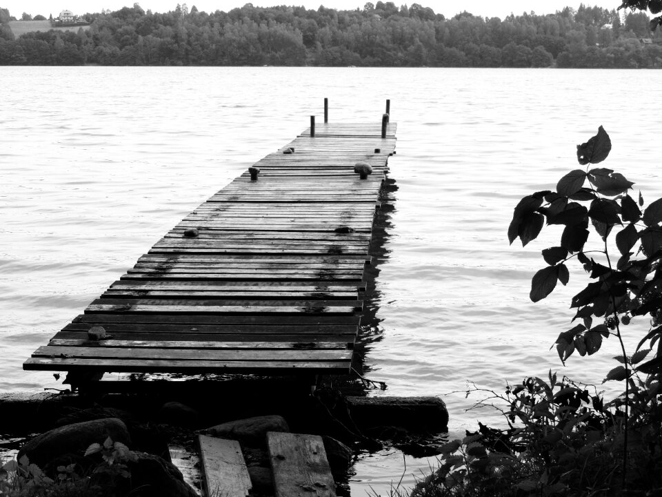 Water jetty gray lake