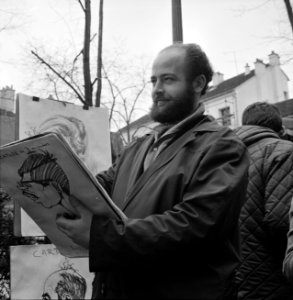 Karikaturist op de Place du Tertre in het hart van Montmartre, Bestanddeelnr 254-0481