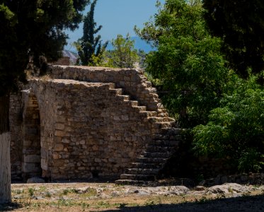 Karababa castle, stairs, Chalkida, Greece