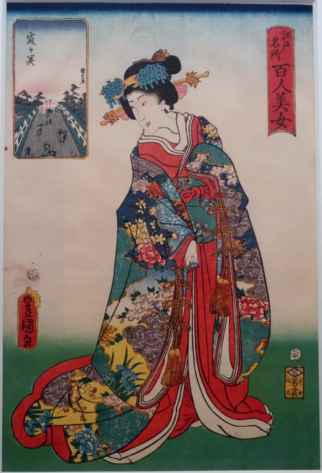 Kasumigaseki - One hundred famous places and beauties of Edo, by Toyokuni III (Kunisada), 1857 AD - Edo-Tokyo Museum - Sumida, Tokyo, Japan - DSC06797