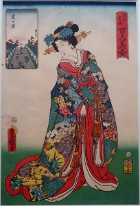 Kasumigaseki - One hundred famous places and beauties of Edo, by Toyokuni III (Kunisada), 1857 AD - Edo-Tokyo Museum - Sumida, Tokyo, Japan - DSC06797