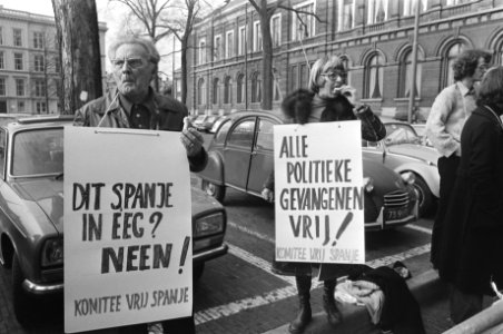 Korte demonstratie voor ministerie Buitenlandse Zaken Den Haag tegen toestand in, Bestanddeelnr 928-4230