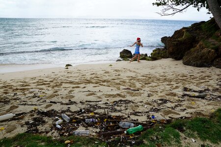Garbage beach sea photo