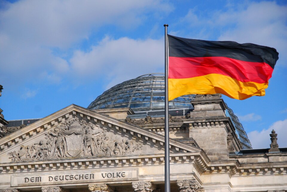 Bundestag blue sky flag photo