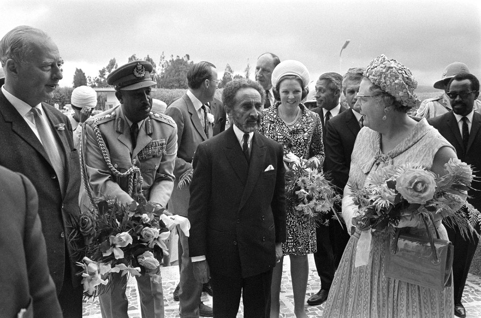Koninklijke familie in Ethiopië. Aankomst koningin Juliana. Haile Selassie , Pri, Bestanddeelnr 922-0497