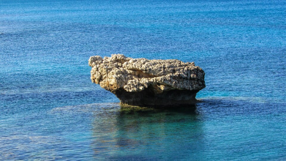 Rock sea blue photo