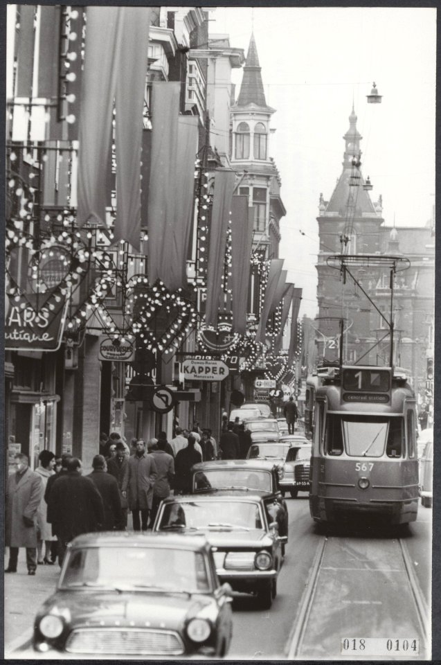 Koninklijk huis, trams, bruiloften, schouwburgen, Leidsestraat, Bestanddeelnr 018-0104