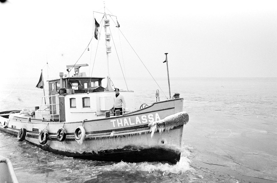 Konvooischepen met ijsbrekers op het IJsselmeer, Bestanddeelnr 924-1516