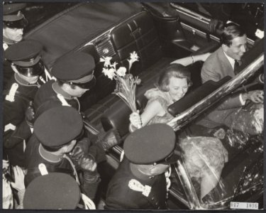 Koninklijk huis, prinsessen, prinsen, verlovingen, rijtoeren, politie, panoramas, Bestanddeelnr 017-1096