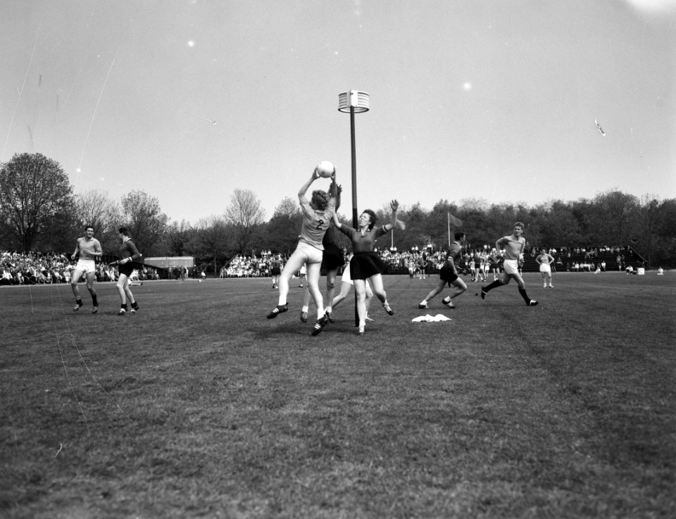 Korfbal Nederland tegen Belgie in Wagner Stadion Amstelveen Speelmoment, Bestanddeelnr 915-1954