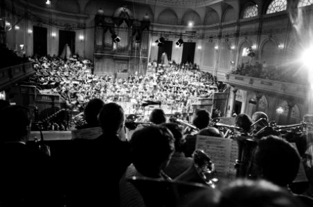Koperblazers op het frontbalkon van het Concertgebouw, Bestanddeelnr 930-5767