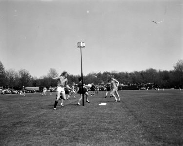 Korfbal Nederland tegen Belgie in Wagner Stadion Amstelveen Speelmoment, Bestanddeelnr 915-1956